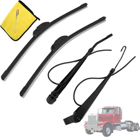 1 Pair Front Windshield Wiper Arm & 18" Blade Kit R236002 Compatible With Peterbilt 379 1990-2007, Length 14.2 inches Short Wiper Arm in Saudi Arabia