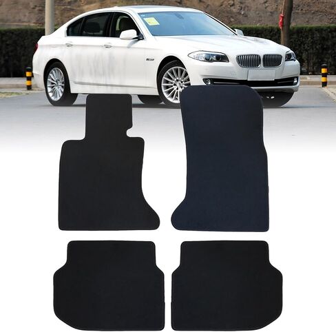 4 قطع من سجادات الأرضية الأمامية والخلفية من GXARTS سجاد قطيفة أسود متوافق مع BMW F10 5-Series 2011 2012 2013 2014 2015 2016 مضاد للانزلاق in Saudi Arabia