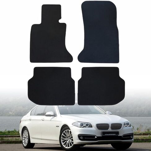 4 قطع من سجادات الأرضية الأمامية والخلفية من GXARTS سجاد قطيفة أسود متوافق مع BMW F10 5-Series 2011 2012 2013 2014 2015 2016 مضاد للانزلاق in Saudi Arabia