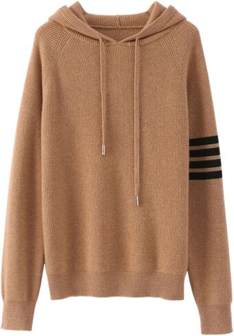 Women's Long Sleeve Hoodie Cashmere and Wool Blend Pullover Tops Sweater in Kuwait