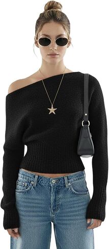 سترة نسائية مكشوفة الكتف Y2K سترات مقصوصة لطيف ضيق النطاق الخصر الخروج بلوزات عصرية خريف 2025 in Kuwait