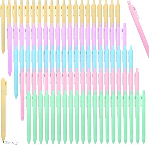 100 قطعة من أقلام حبر الجل السائبة، أقلام لطيفة بضغط 0.5 مم قابلة للسحب، نقطة دقيقة للتجفيف السريع بالحبر الأسود، 5 ألوان من لوازم المكتب الباستيل ذات قبضة كتابة ناعمة للمجلات، وسادات الملاحظات in Kuwait