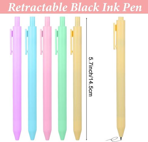 100 قطعة من أقلام حبر الجل السائبة، أقلام لطيفة بضغط 0.5 مم قابلة للسحب، نقطة دقيقة للتجفيف السريع بالحبر الأسود، 5 ألوان من لوازم المكتب الباستيل ذات قبضة كتابة ناعمة للمجلات، وسادات الملاحظات in Kuwait