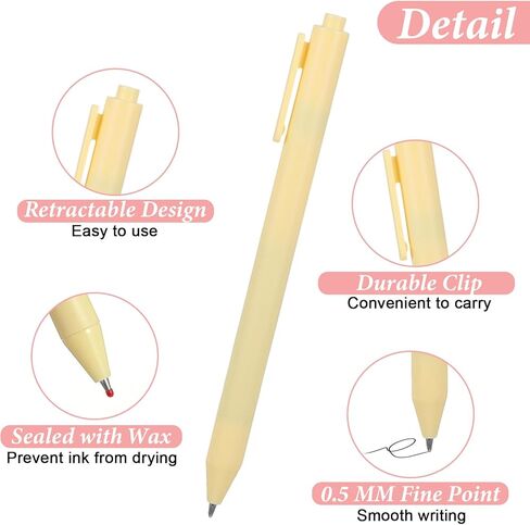 100 قطعة من أقلام حبر الجل السائبة، أقلام لطيفة بضغط 0.5 مم قابلة للسحب، نقطة دقيقة للتجفيف السريع بالحبر الأسود، 5 ألوان من لوازم المكتب الباستيل ذات قبضة كتابة ناعمة للمجلات، وسادات الملاحظات in Kuwait