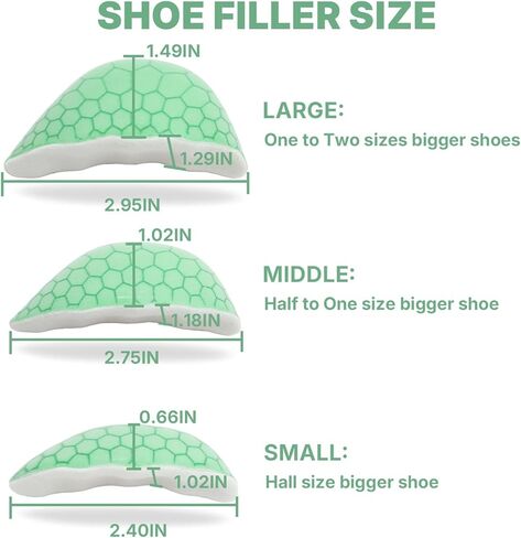 3 Pairs Shoe Filler Inserts, Non-Slip Silicone Toe Filler for Women & Men, Shoe Size Reducer for Too Big Loose Shoes, Breathable Fabric Inserts to Make Shoes Fit Tighter in Saudi Arabia