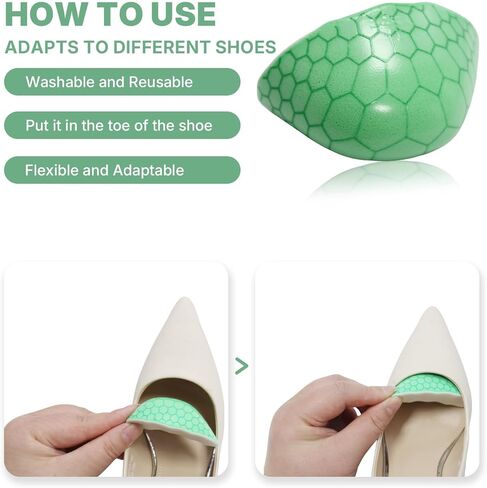 3 Pairs Shoe Filler Inserts, Non-Slip Silicone Toe Filler for Women & Men, Shoe Size Reducer for Too Big Loose Shoes, Breathable Fabric Inserts to Make Shoes Fit Tighter in Saudi Arabia