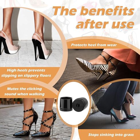 واقيات الكعب العالي، أغطية الكعب المضادة للانزلاق وتقليل الضوضاء، أغطية الكعب المطاطية القابلة لإعادة الاستخدام للأحذية النسائية، أسود وعاري (عاري) in Kuwait