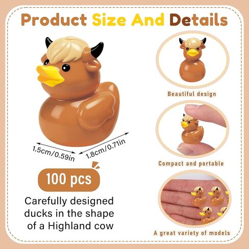 Junkin 100 Pcs Mini Resin Highland Cow Ducks Tiny Resin Highland Cow Duck Figures to Hide Cute Miniature Ducks for Garden Cake Topper Party Favor Table Scatter and DIY Craft Decorations in Saudi Arabia