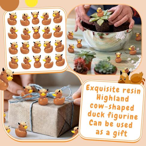 Junkin 100 Pcs Mini Resin Highland Cow Ducks Tiny Resin Highland Cow Duck Figures to Hide Cute Miniature Ducks for Garden Cake Topper Party Favor Table Scatter and DIY Craft Decorations in Saudi Arabia