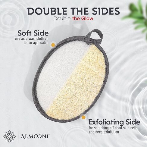 Sturdy Natural Loofah for Men, The Ultimate Men's Loofah Body Scrubber Made with Natural Egyptian Shower luffa Sponge, Bath Shower Sponge lufas for Men - 2 Count (1 Pack) - Gray in Saudi Arabia