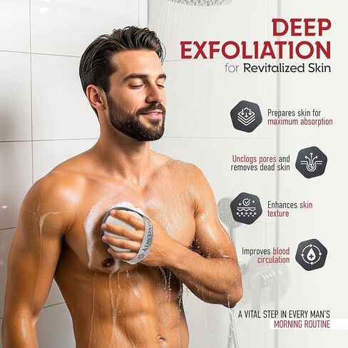 Sturdy Natural Loofah for Men, The Ultimate Men's Loofah Body Scrubber Made with Natural Egyptian Shower luffa Sponge, Bath Shower Sponge lufas for Men - 2 Count (1 Pack) - Gray in Saudi Arabia