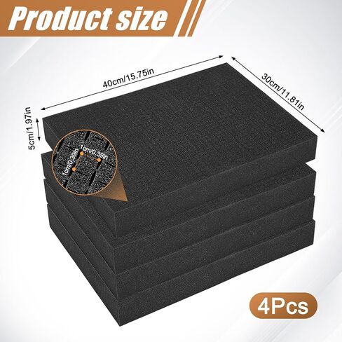 4 Pack Pick and Pluck Foam Inserts, 16 x 12 x 2 Inch Foam Sheets for Crafts, Toolboxes, Storage Drawer, Foams Padding Polyethylene Sheets, Closed Cell Foams, Home Storage Organizer in Kuwait