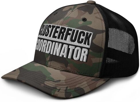 Clusterfuck Coordinator Camouflage Curved Bill Trucker Hat Low Crown Adjustable Funny Adult Humor Cap in Saudi Arabia