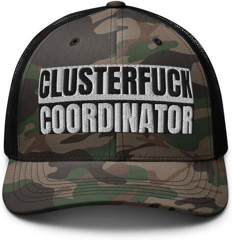 Clusterfuck Coordinator Camouflage Curved Bill Trucker Hat Low Crown Adjustable Funny Adult Humor Cap in Saudi Arabia