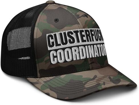 Clusterfuck Coordinator Camouflage Curved Bill Trucker Hat Low Crown Adjustable Funny Adult Humor Cap in Saudi Arabia
