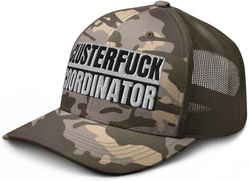 Clusterfuck Coordinator Camouflage Curved Bill Trucker Hat Low Crown Adjustable Funny Adult Humor Cap in Saudi Arabia