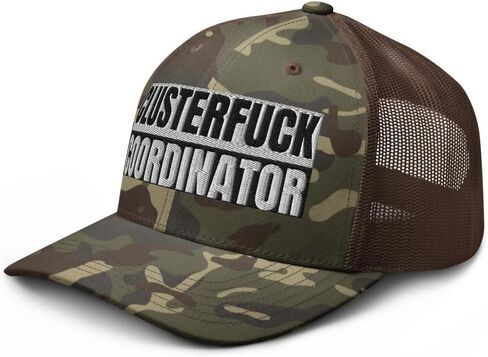 Clusterfuck Coordinator Camouflage Curved Bill Trucker Hat Low Crown Adjustable Funny Adult Humor Cap in Saudi Arabia