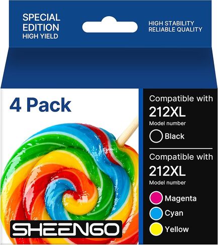 212XL 212 Ink Cartridges Remanufactured for Epson 212 Ink Cartridge 212 XL T212XL T212 Combo Pack High Yield Work with Expression Home XP-4100 XP-4105 Workforce WF-2830 WF-2850 Printer Ink (4 Pack) in Kuwait