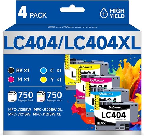 خراطيش حبر LC404 MFC-J1205W لخرطوشة حبر Brother LC-404 LC404XL 404XL XL متوافقة مع طابعة Brother MFC-J1205W MFC-J1215W MFC J1205W XL ذات إنتاجية عالية (4 عبوات، أسود سماوي أرجواني أصفر) in Kuwait