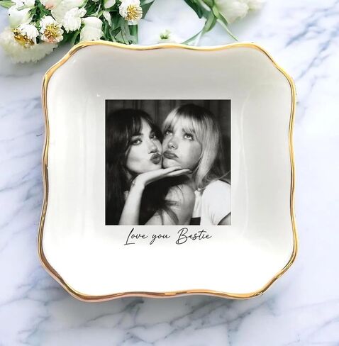 UrbanNEST Personalized Friendship Jewelry Dish, Sister Jewelry Dish, Custom Besties Gifts, Bff Gifts, Friendship Gift, Best Friend Gift for Women, Customized Jewelrys Plate, Birthday, Christmas 2 in Kuwait