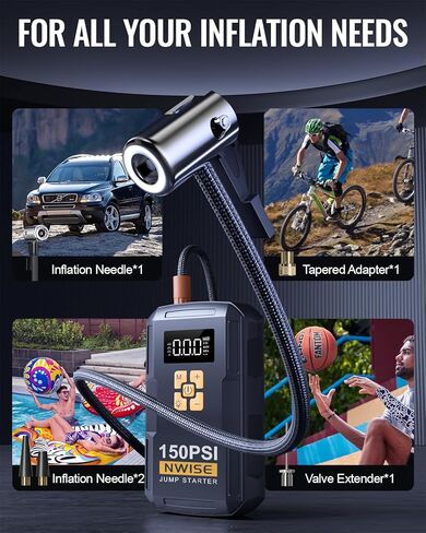 NWISE Car Jump Starter، بطارية محمولة بقدرة 2000 أمبير مع مشابك توصيل ذكية للسلامة، صناديق قفز 12 فولت مع ضوء LED in Kuwait