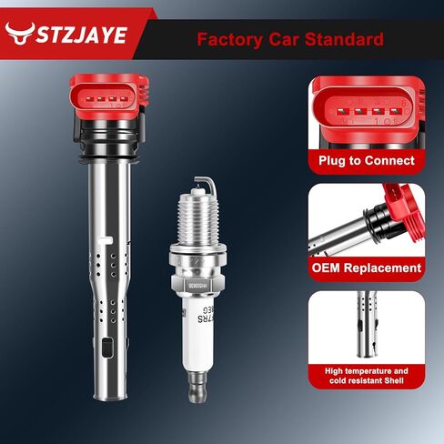 UF529 Ignition Coils Iridium Spark Plug Set of 4 Pack Compatible with Audi A4 A6 Volkswagen VW CC Passat GTI 2008 2009 2010 2011 2012 2013 2014 2015 2016 2.0 2.0T in Saudi Arabia