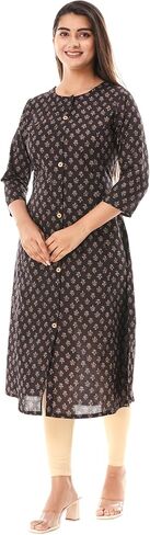 VIHAAN IMPEX Women’s Cotton Tunic Top 3/4 Sleeve Dressy Casual Kurti Blouse Loose Fit Printed Work Top Ladies & Boho Shirts in Saudi Arabia
