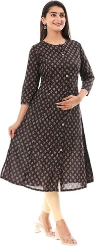 VIHAAN IMPEX Women’s Cotton Tunic Top 3/4 Sleeve Dressy Casual Kurti Blouse Loose Fit Printed Work Top Ladies & Boho Shirts in Saudi Arabia
