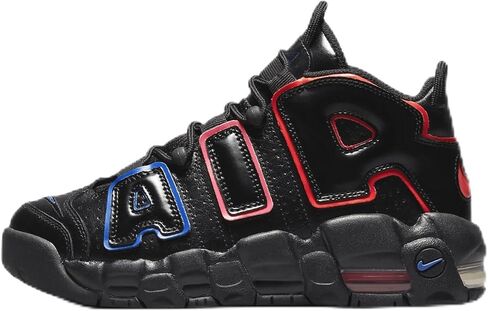 Nike Air More Uptempo Big Kids' Shoes (FD1012-001, Black/Racer Blue/Hyper Pink/Bright Crimson) Size 5.5 in Saudi Arabia