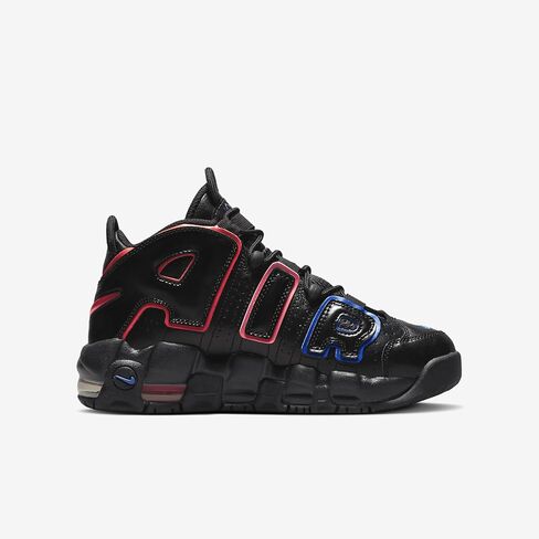 Nike Air More Uptempo Big Kids' Shoes (FD1012-001, Black/Racer Blue/Hyper Pink/Bright Crimson) Size 5.5 in Saudi Arabia