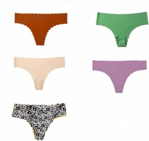 Seamless Thong for Women 5 Pack Low Waist No Show Thong Ice Silk Stylish Panties Stretch Sexy Soft Undies in Saudi Arabia