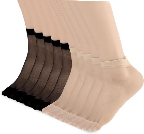 10 Pairs Sheer Socks Women - Lightweight Women's Ankle High Sheer Socks - Reinforced Toe Hosiery Stockings for Women in Kuwait