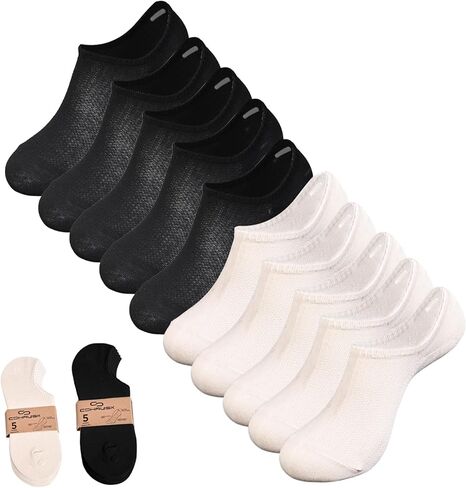 10 Pairs Black & White womens No Show Socks for Womens girls Ideal Breathable Fit Non-Slip Low Cut Soft Invisible Liner for Workout Walking Socks US 4-8 in Saudi Arabia