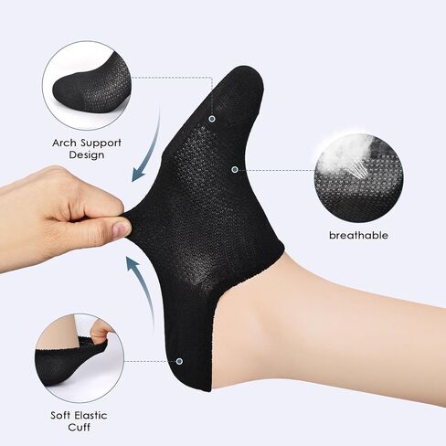10 Pairs Black & White womens No Show Socks for Womens girls Ideal Breathable Fit Non-Slip Low Cut Soft Invisible Liner for Workout Walking Socks US 4-8 in Saudi Arabia