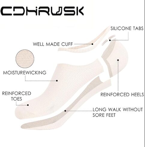 10 Pairs Black & White womens No Show Socks for Womens girls Ideal Breathable Fit Non-Slip Low Cut Soft Invisible Liner for Workout Walking Socks US 4-8 in Saudi Arabia