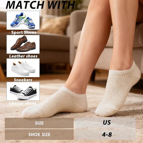 10 Pairs Black & White womens No Show Socks for Womens girls Ideal Breathable Fit Non-Slip Low Cut Soft Invisible Liner for Workout Walking Socks US 4-8 in Saudi Arabia