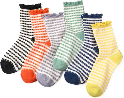 Women Socks Athletic Casual Ruffle Striped Frilly Cute Checkered Cotton Sock Casual Soft Warm Sock for Girls in Saudi Arabia