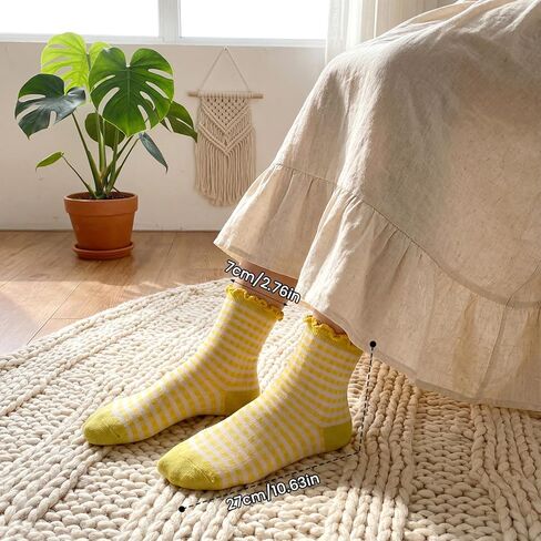 Women Socks Athletic Casual Ruffle Striped Frilly Cute Checkered Cotton Sock Casual Soft Warm Sock for Girls in Saudi Arabia