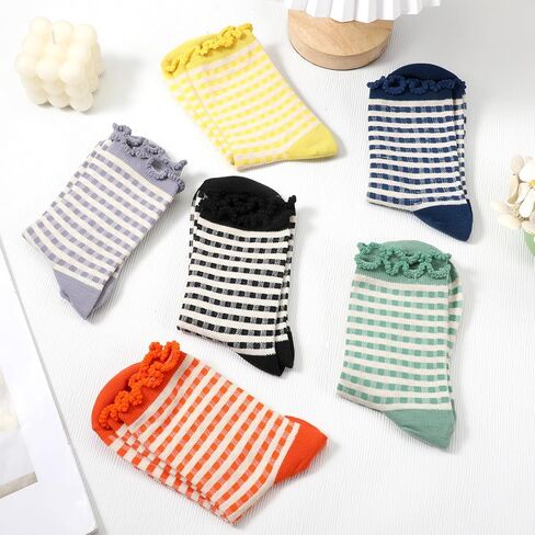 Women Socks Athletic Casual Ruffle Striped Frilly Cute Checkered Cotton Sock Casual Soft Warm Sock for Girls in Saudi Arabia