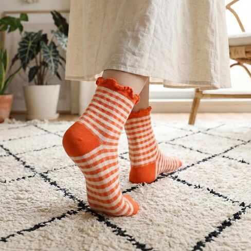 Women Socks Athletic Casual Ruffle Striped Frilly Cute Checkered Cotton Sock Casual Soft Warm Sock for Girls in Saudi Arabia