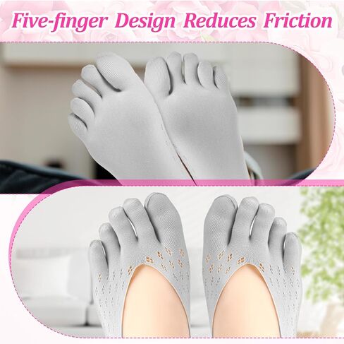 6 أزواج من الجوارب لتخفيف الورم عند أصابع القدم، جوارب فاصلة بدون عرض لأصابع القدم، جورب ضغط منخفض بخمسة أصابع، فاصل لمحاذاة أصابع القدم للنساء والرجال (أسود، أبيض، رمادي) in Kuwait