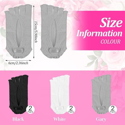 6 أزواج من الجوارب لتخفيف الورم عند أصابع القدم، جوارب فاصلة بدون عرض لأصابع القدم، جورب ضغط منخفض بخمسة أصابع، فاصل لمحاذاة أصابع القدم للنساء والرجال (أسود، أبيض، رمادي) in Kuwait