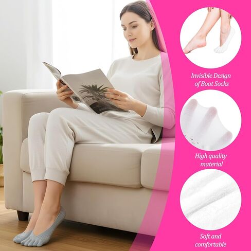 6 أزواج من الجوارب لتخفيف الورم عند أصابع القدم، جوارب فاصلة بدون عرض لأصابع القدم، جورب ضغط منخفض بخمسة أصابع، فاصل لمحاذاة أصابع القدم للنساء والرجال (أسود، أبيض، رمادي) in Kuwait