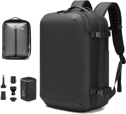 حقيبة ظهر للسفر للأعمال قابلة للتوسيع مع حجرة للكمبيوتر المحمول، حقيبة ظهر للسفر محكمة الغلق بسعة 64 لترًا لرحلة العمل/التنقل (6681-ZKB-BLACK) in Kuwait