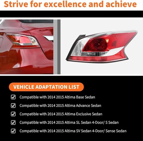 Halogen Tail Lights w/o Bulbs Compatible with Altima 4-Door Sedan 2014 2015 Taillights Rear Brake Lamp Left & Right Side NI2800195 NI2801195 in Saudi Arabia