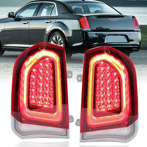Pair Smoked Full LED Tail Light Assembly For Chrysler 300C 2015 2016 2017 2018 2019 2020 2021 2022 2023 Rear Brake Stop Lamp Left & Right Side in Saudi Arabia