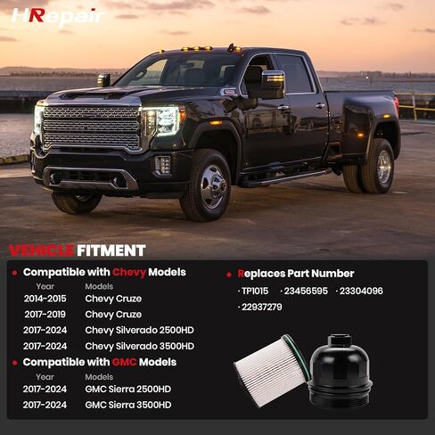 134001 Fuel Filter Housing Cap fits for 2017-2024 Chevy Silverado & GMC Sierra 2500HD 3500HD Replacement GM Duramax 6.6L L5P w/Fuel Filter(Billet Aluminum-Black) in Kuwait