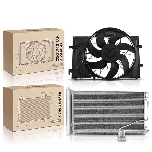 قطع غيار لمكثف التيار المتردد ومجموعة تجميع مروحة التبريد لمرسيدس بنز C230 C240 ​​C32 AMG C320 Mod-A58PP-88919 in Saudi Arabia
