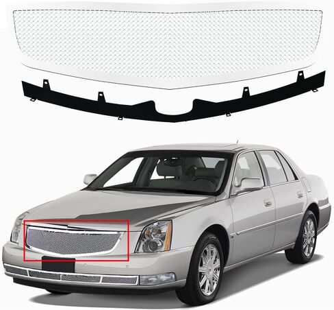 Front Grille Inserts for 2006-2010 Cadillac DTS Stainless Steel Chrome Upper Grill Guard Inserts Replacement 2007 2008 2009 SS in Kuwait