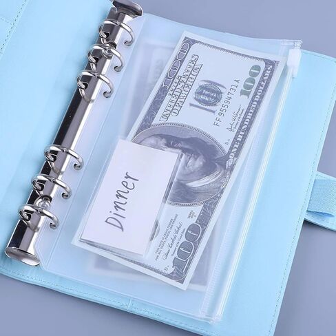 12PCS A6 Binder Pockets with Label Pocket, PVC Cash Budget Zipper Envelopes 6-Holes Pouches Folders for A6 Notebook Binder(A5 Size) in Kuwait